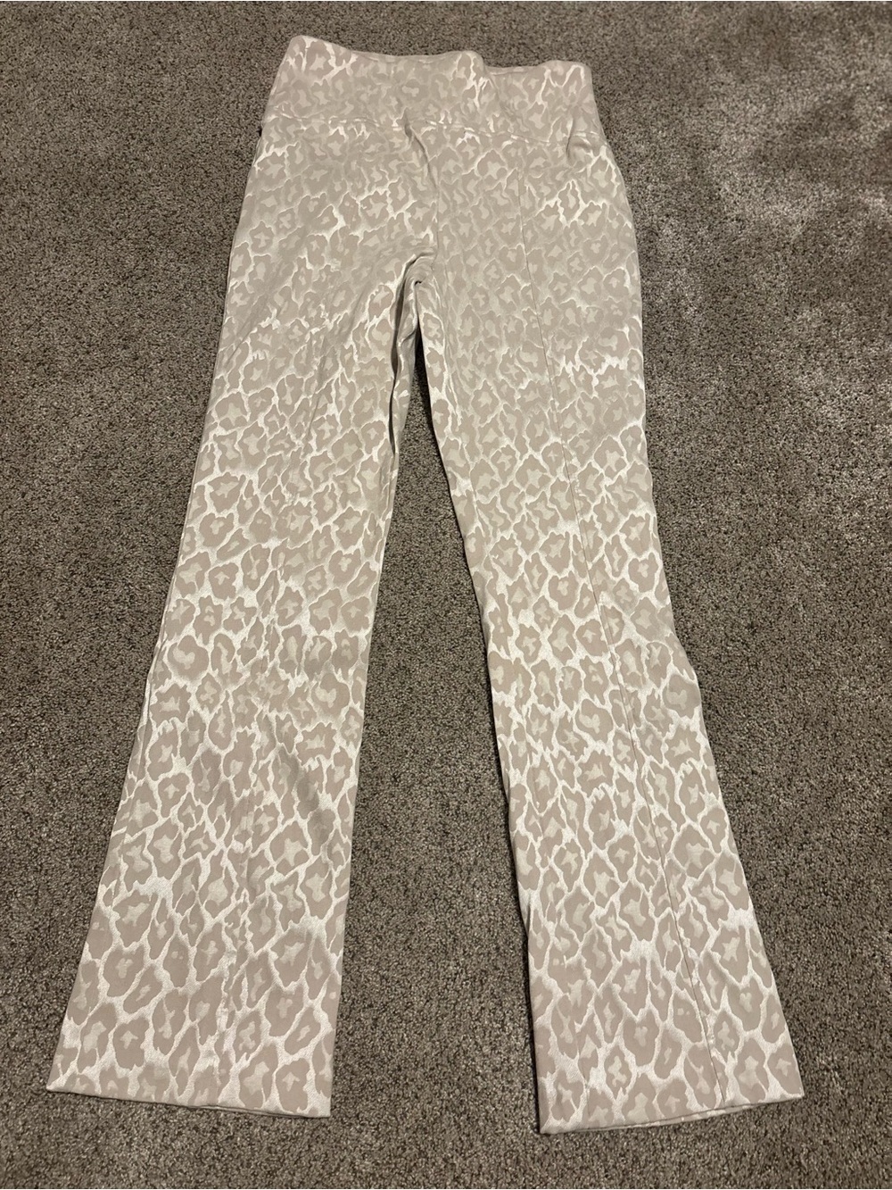 Versona Beige & Cream Animal-Print Flare Pants
